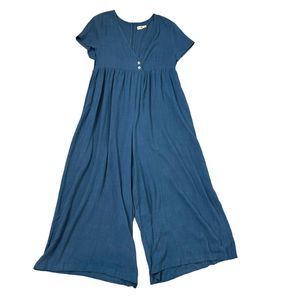 Natural Life Blue Flowy Jumpsuit Midi Maxi Oversized Boho Large XL